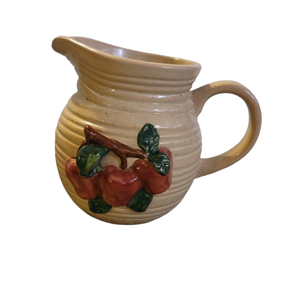 Apple Decor Pottery Pitcher with Raised Apple Design